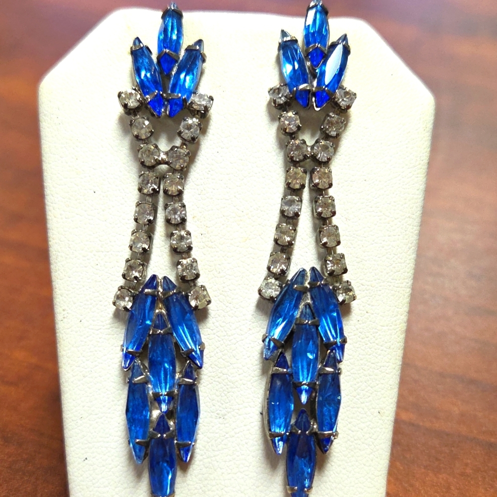 Blue & White Rhinestone Earrings
